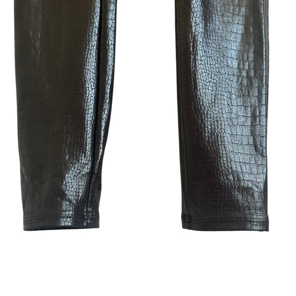 SPANX FAUX LEATHER BROWN CROC SHINE LEGGINGS SIZE SMALL - Picture 12 of 16